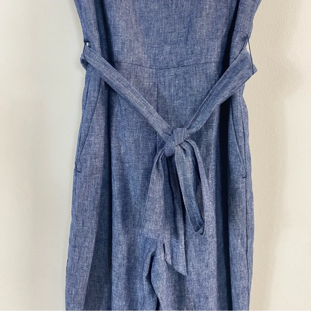 Banana Republic Linen Square-Neck Jumpsuit Blue - 4